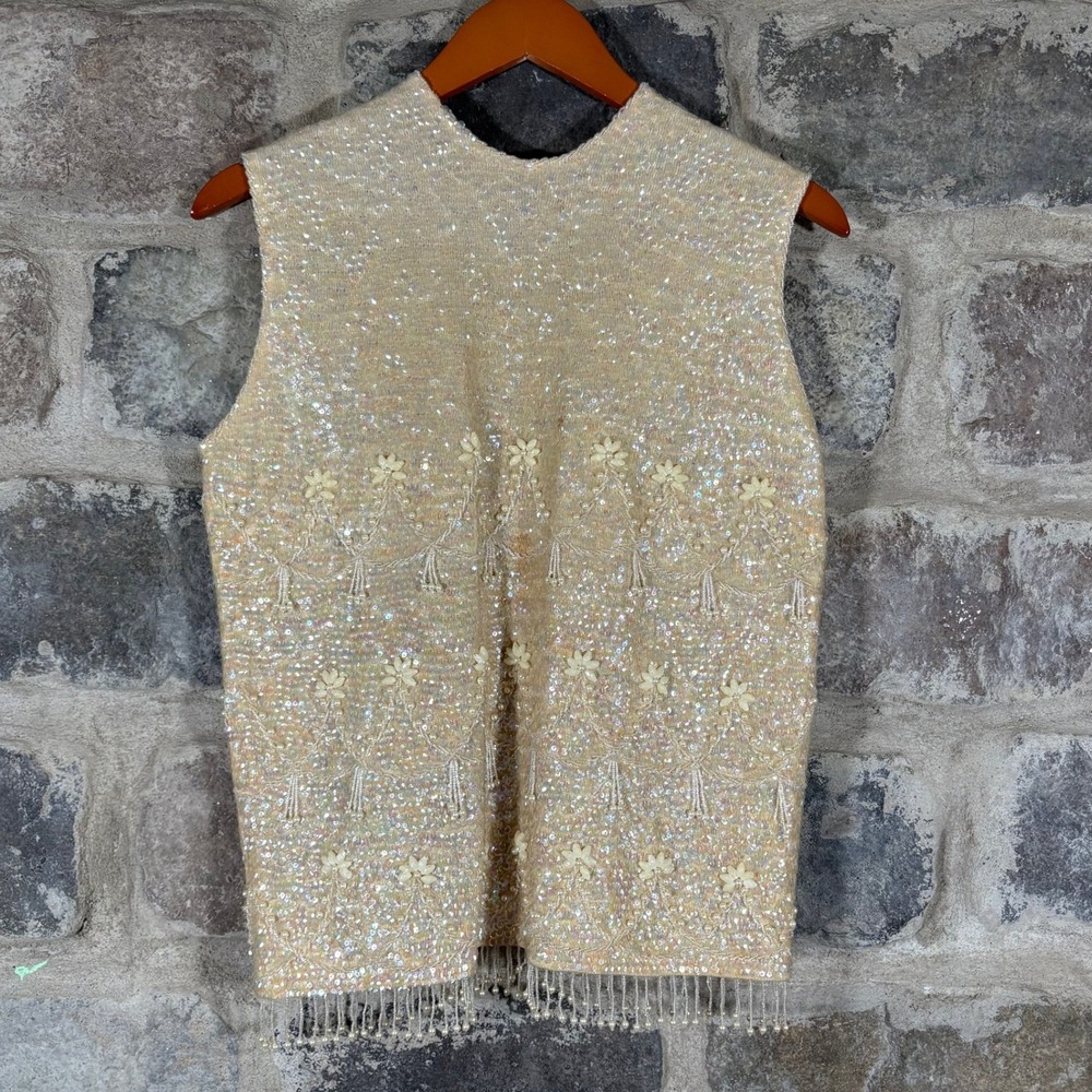 Vintage Beaded Sequin‎ Top Darby Imports Hong Kong Sleeveless Top Rear Zip